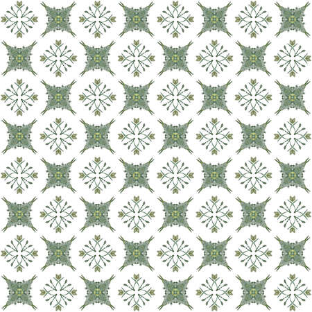 Seamless texture with 3D rendering abstract fractal green pattern on a white background for fabric...