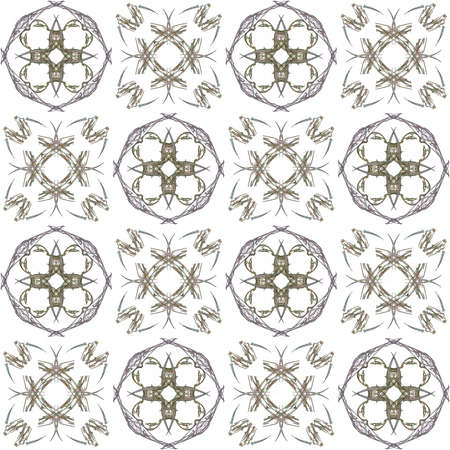 Seamless texture with 3D rendering abstract fractal green pattern on a white background for fabric designの写真素材