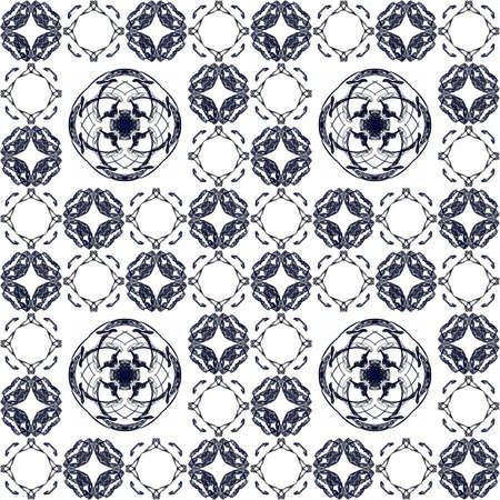 Seamless texture with 3D rendering abstract fractal blue pattern on a white background for fabric...