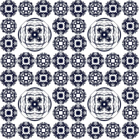 Seamless texture with 3D rendering abstract fractal blue pattern on a white background for fabric...