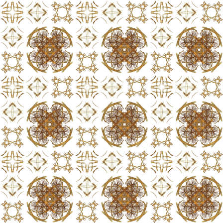 Seamless texture with 3D rendering abstract fractal orange pattern on a white background for fabric...