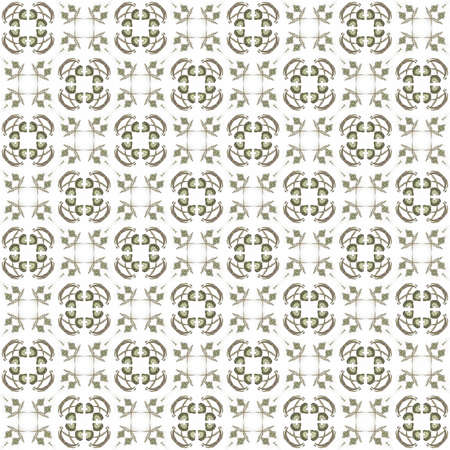 Seamless texture with 3D rendering abstract fractal green pattern on a white background for fabric designの写真素材