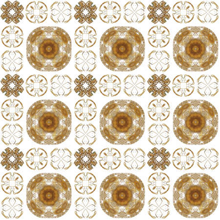 Seamless texture with 3D rendering abstract fractal orange pattern on a white background for fabric...
