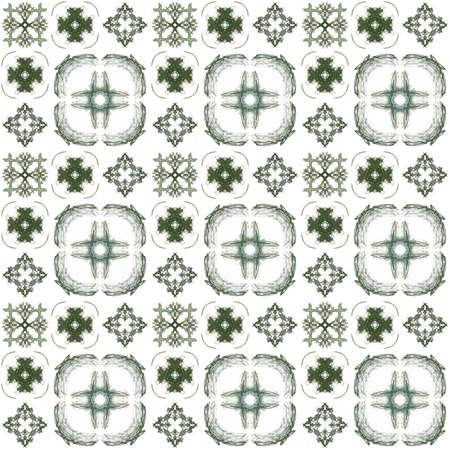 Seamless texture with 3D rendering abstract fractal green pattern on a white background for fabric...