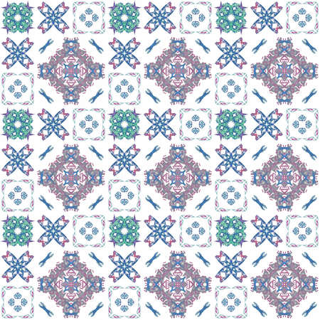 Seamless texture with 3D rendering abstract fractal colorful pattern on a white background for...