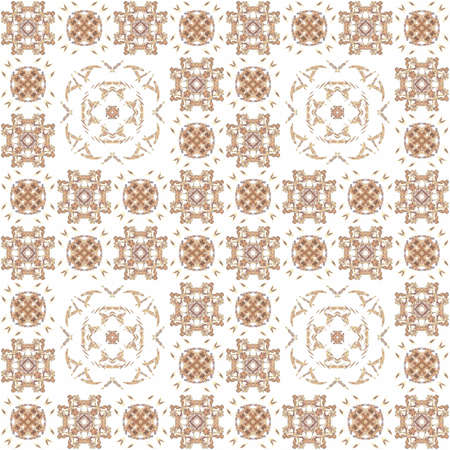Seamless texture with 3D rendering abstract fractal beige pattern on a white background for fabric...