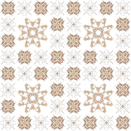 Seamless texture with 3D rendering abstract fractal beige pattern on a white background for fabric...