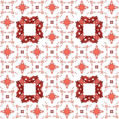 Seamless texture with 3D rendering abstract fractal red pattern on a white background for fabric...