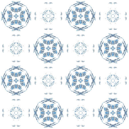 Seamless texture with 3D rendering abstract fractal blue pattern on a white background for fabric...