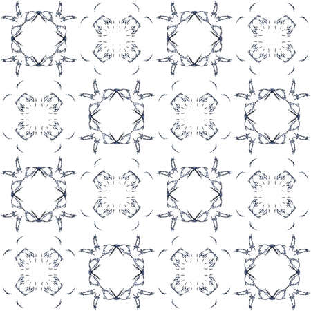 Seamless texture with 3D rendering abstract fractal blue pattern on a white background for fabric...