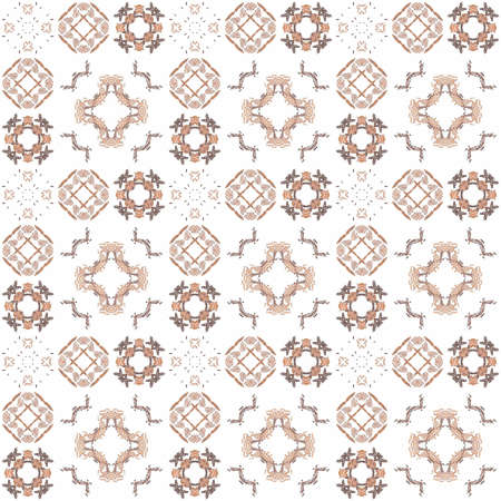 Seamless texture with 3D rendering abstract fractal brown pattern on a white background for fabric...