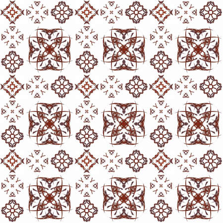 Seamless texture with 3D rendering abstract fractal maroon pattern on a white background for fabric designの写真素材