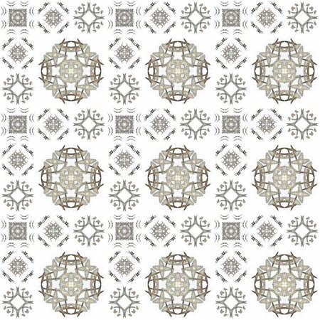Seamless texture with 3D rendering abstract fractal gray pattern on a white background for fabric designの写真素材