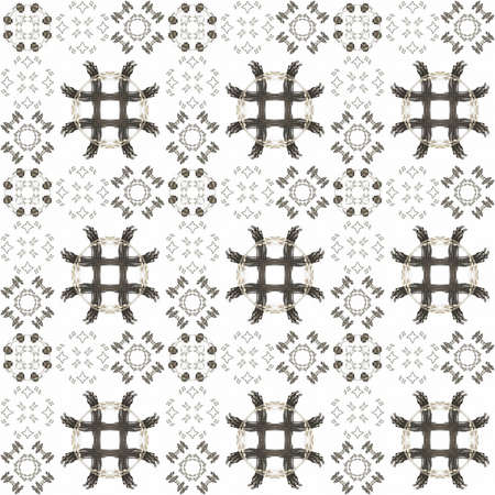 Seamless texture with 3D rendering abstract fractal gray pattern on a white background for fabric designの写真素材