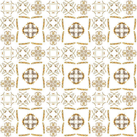 Seamless texture with 3D rendering abstract fractal orange pattern on a white background for fabric...