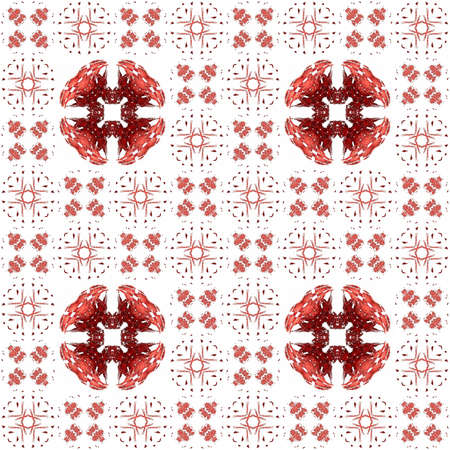 Seamless texture with 3D rendering abstract fractal red pattern on a white background for fabric designの写真素材