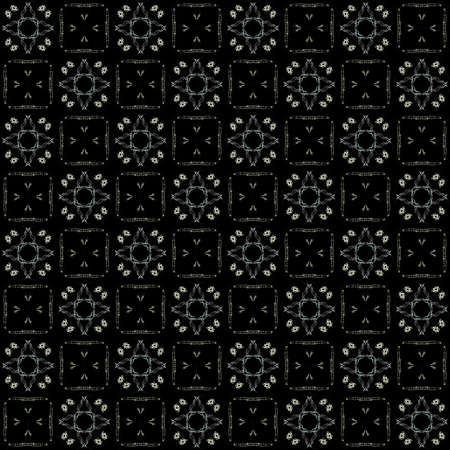 Seamless texture with 3D rendering abstract fractal green pattern on a black background for fabric...