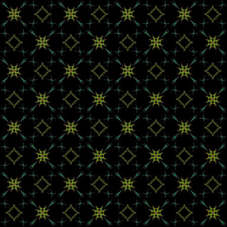 Seamless texture with 3D rendering abstract fractal green pattern on a black background for fabric...