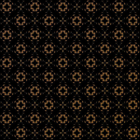 Seamless texture with 3D rendering abstract fractal orange pattern on a black background for fabric designの写真素材