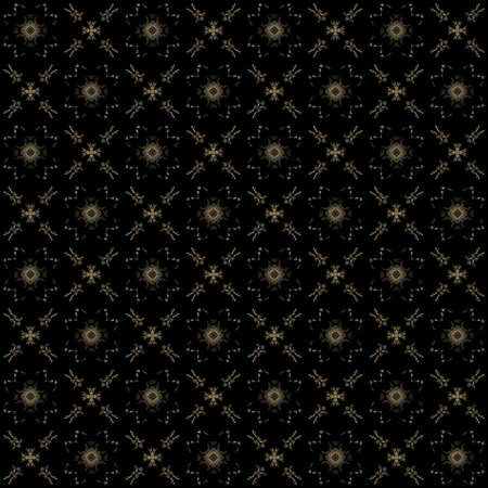Seamless texture with 3D rendering abstract fractal yellow pattern on a black background for fabric designの写真素材
