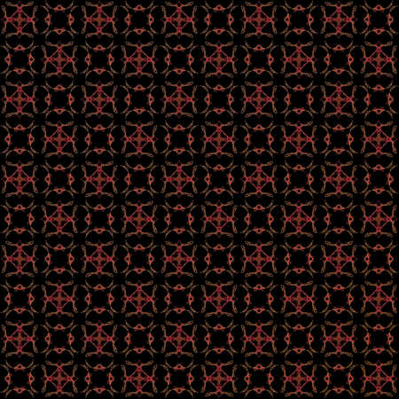 Seamless texture with 3D rendering abstract fractal orange pattern on a black background for fabric...