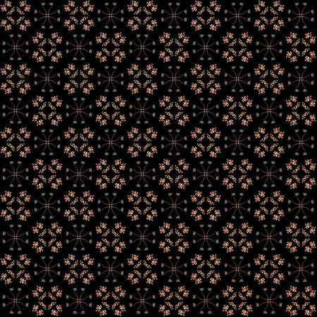 Seamless texture with 3D rendering abstract fractal orange pattern on a black background for fabric designの写真素材