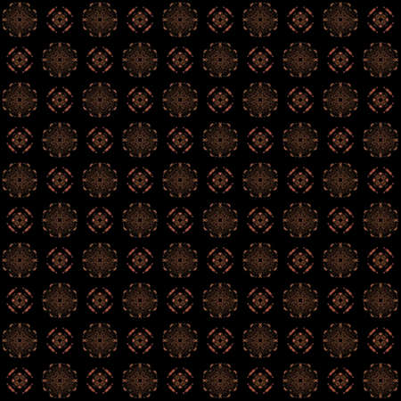 Seamless texture with 3D rendering abstract fractal orange pattern on a black background for fabric designの写真素材