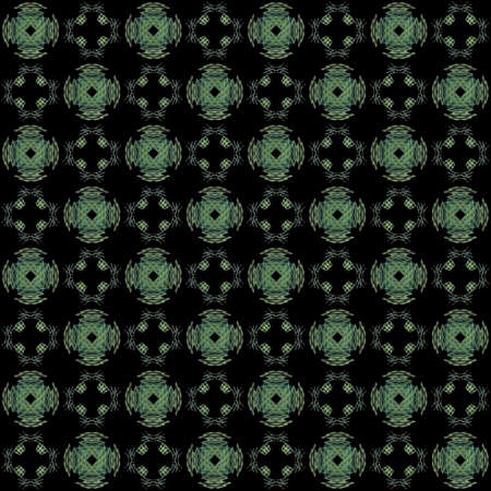 Seamless texture with 3D rendering abstract fractal green pattern on a black background for fabric designの写真素材