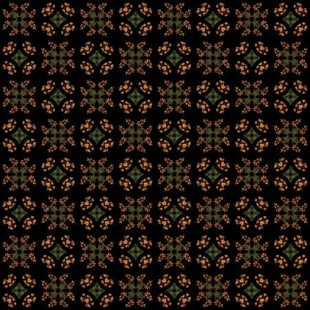 Seamless texture with 3D rendering abstract fractal orange pattern on a black background for fabric designの写真素材