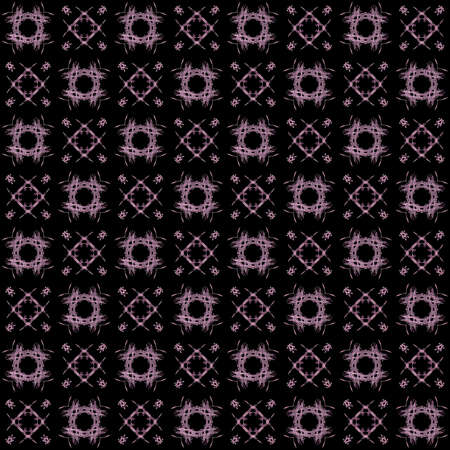 Seamless texture with 3D rendering abstract fractal purple pattern on a black background for fabric...