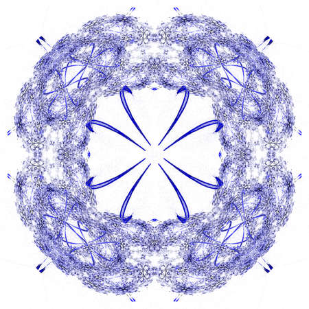 Abstract grunge blue floral pattern isolated on white background. Rough noise design.