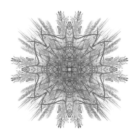 Abstract grunge black floral pattern isolated on white background. Rough noise design.の写真素材