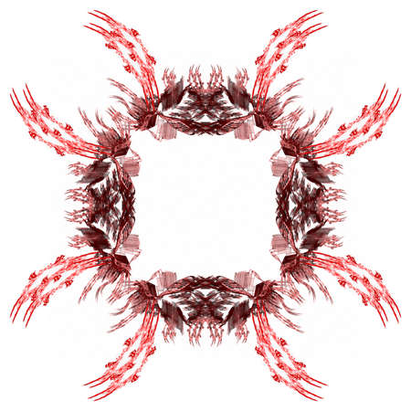 Abstract grunge red floral pattern isolated on white background. Rough noise design.