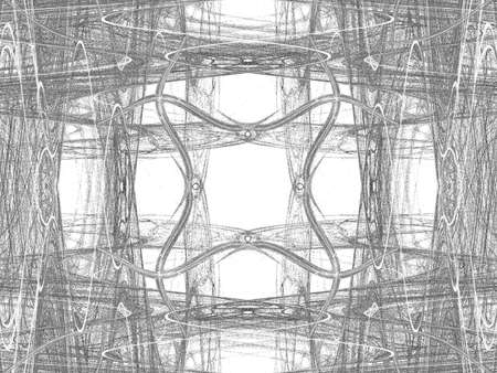 Abstract grunge dirty black symmetrical pattern on white background. Rough noise design.の写真素材