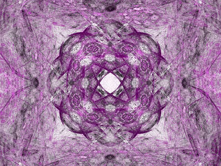 Abstract grunge dirty purple symmetrical pattern on white background. Rough noise design.