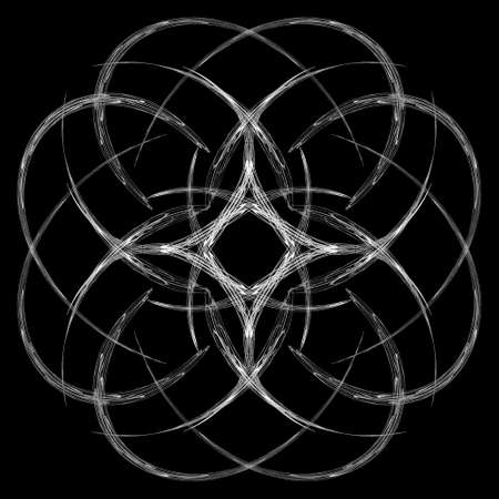 Abstract grunge white floral pattern isolated on black background. Rough noise design.の写真素材