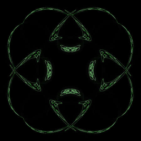 Abstract grunge green floral pattern isolated on black background. Rough noise design.の写真素材