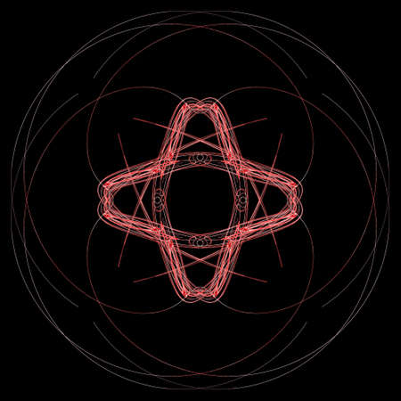 Abstract grunge red floral pattern isolated on black background. Rough noise design.の写真素材