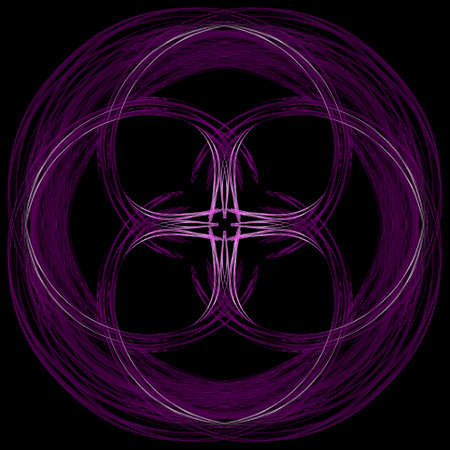 Abstract grunge purple floral pattern isolated on black background. Rough noise design.の写真素材