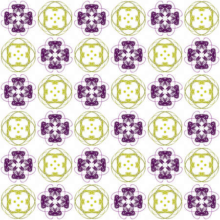 Seamless abstract texture fractal contrast purple yellow in two patterns on white background....