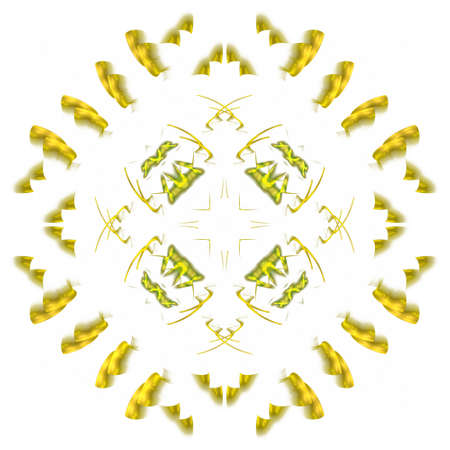 Abstract yellow floral pattern isolated on white background.
