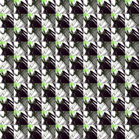 Grunge seamless abstract black texture on white background. Arranged in a staggered manner two medium broken fractal patterns. Rough noise design image. の写真素材