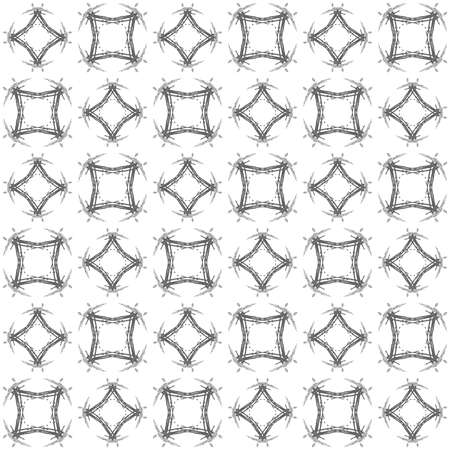 Seamless abstract black texture fractal patterns on white background. Arranged in a staggered manner two large floral fractal patterns.の写真素材