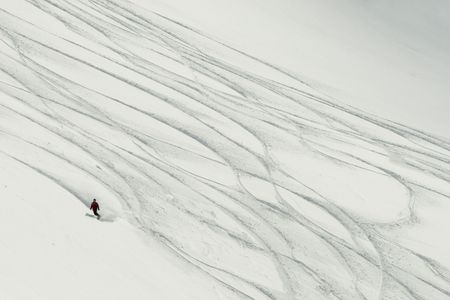 snowboarder on the hillの写真素材