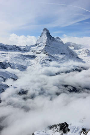 View of the Matterhorn from the Rothorn summit station. Swiss Alps, Valais, Switzerland.の写真素材