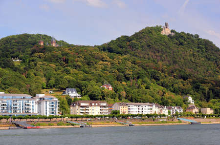 Drachenburg Castle and the ruins of Burg Drachenfels near Bonn, Germany.のeditorial素材