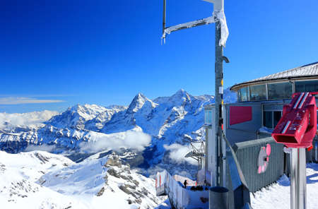 View of Eiger and MÃ¶nch from Piz Gloria. Bernese Alps of Switzerland, Europe.のeditorial素材