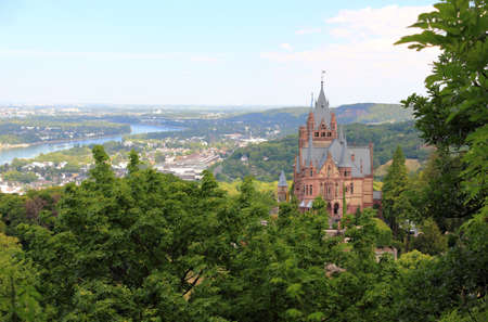 Drachenburg Castle, Rhine valley and the city of Bonn. Germany, Europe.のeditorial素材