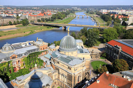 The ancient city of Dresden - aerial view. Saxony, Germany, Europe.の写真素材