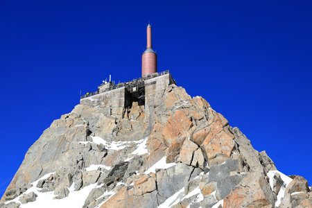 Aiguille du Midi, France â February 20, 2023: Visiting the Aiguille du Midi on the Mont Blanc massif in the French Alps in winter.のeditorial素材